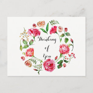 Pink Spring Wreath Penser de vous carte postale