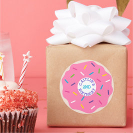 Pink Sprinkle Donut Party Stickers