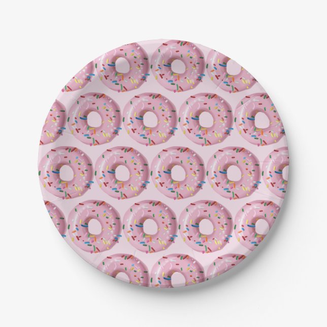Pink Sprinkle Donut Shop Papierplatte Pappteller (Vorderseite)