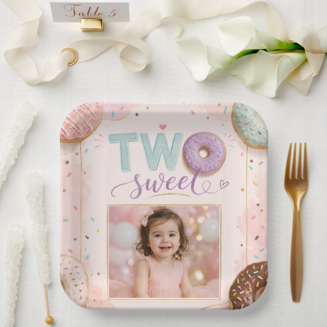 Pink Sprinkle Donut Thema Pappteller (Hochzeit)