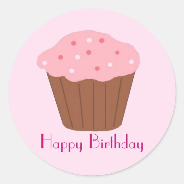 Pink Sprinkler Cupcake Runder Aufkleber (Vorderseite)