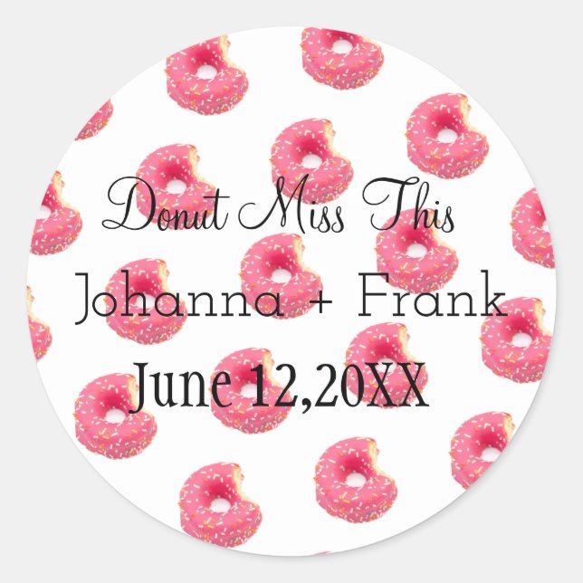 Pink Sprinkles Donut Miss diese | Ehepaar Runder Aufkleber (Vorderseite)