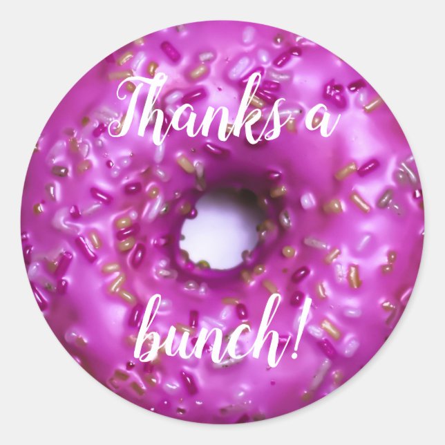 Pink Sprinkles Donut | Vielen Dank Runder Aufkleber (Vorderseite)