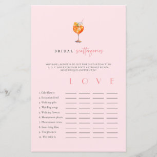 Pink Spritz Brautparty Scattergories Game