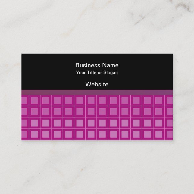 Pink Square Pattern Visitenkarte (Vorderseite)