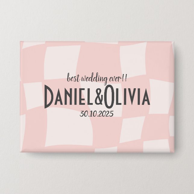 Pink Square Wedding Button (Vorderseite)