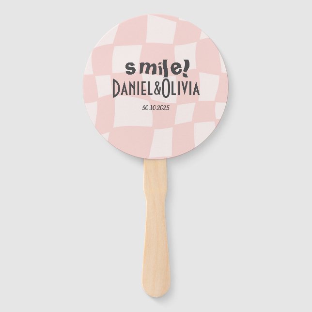 Pink Square Wedding Fächer (Vorderseite)