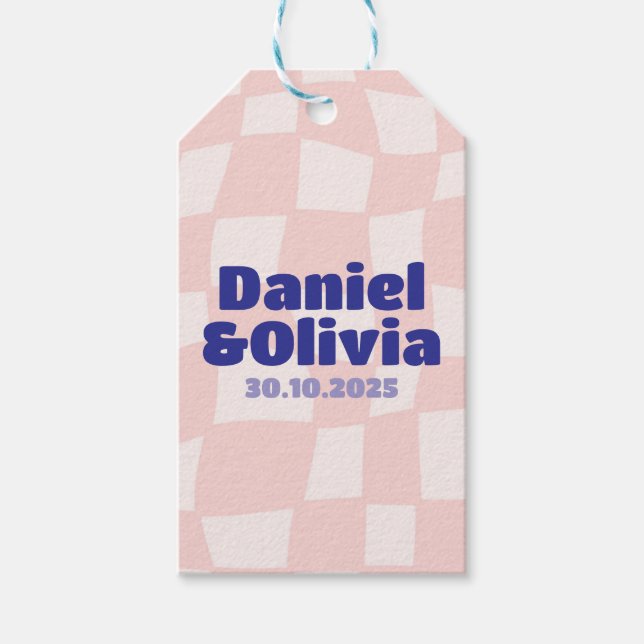 Pink Square Wedding Geschenkanhänger (Vorderseite)