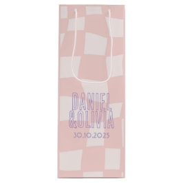 Pink Square Wedding Geschenktüte Für Weinflaschen