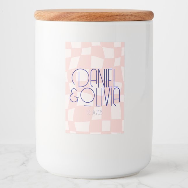 Pink Square Wedding Lebensmitteletikett (Vorderseite)