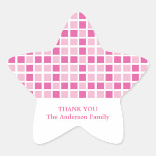 Pink Squares Muster Stern-Aufkleber