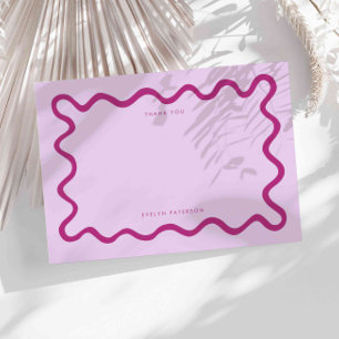 Pink Squiggg Wavy Line Danke Mitteilungskarte