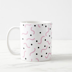 Pink Squiggles und Black Dots Memphis Muster Kaffeetasse