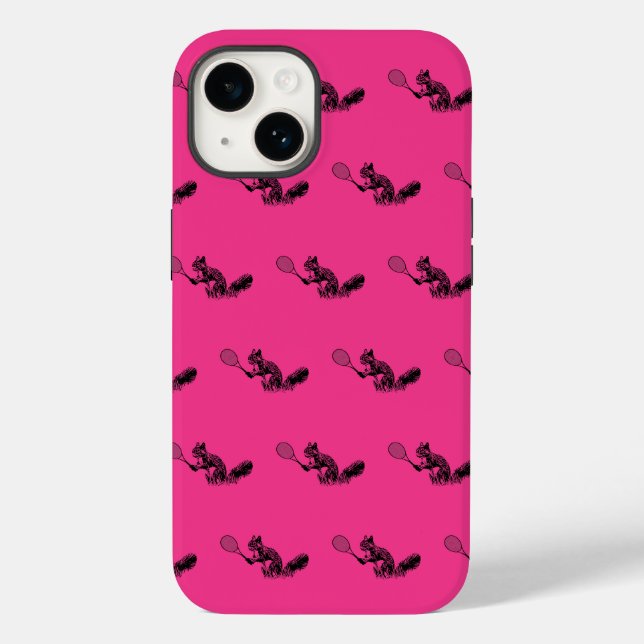 Pink Squirrel Tennis Spielmuster Case-Mate iPhone 14 Hülle (Rückseite)