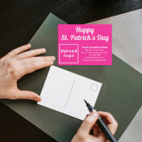 Pink St Patrick Business Holiday Postkarte