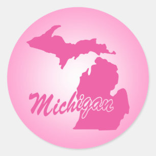 Pink Staat Michigan Runder Aufkleber