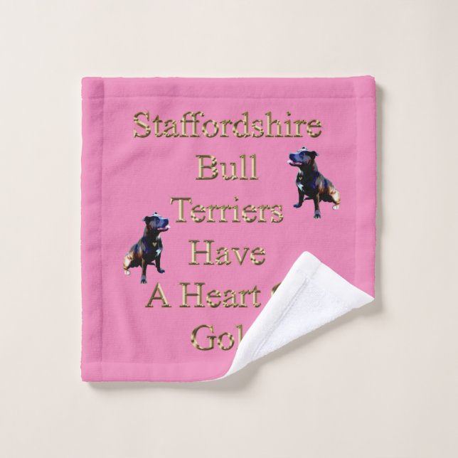 Pink Staffordshire Bull Terrier Design (Gant de toilette)
