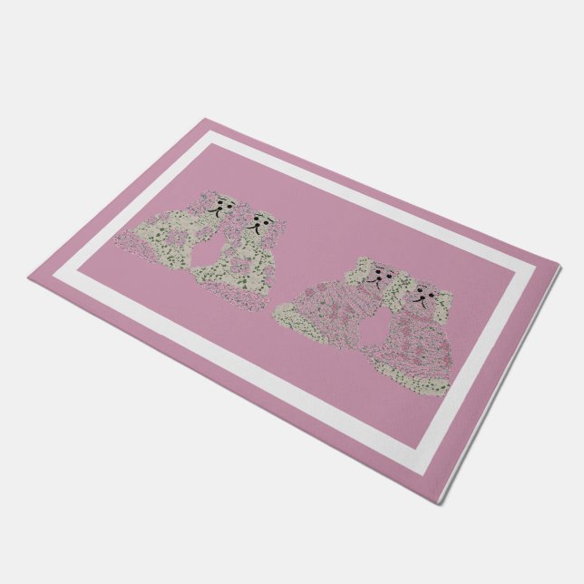 Pink Staffordshire Hunde Fußmatte (Schrägansicht)