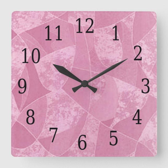 Pink Stain Glass Square Uhr (Vorderseite)