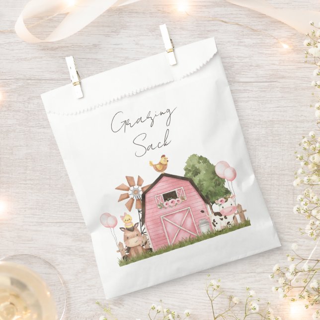Pink Stall Animal Party Weiden Sack Gefälligkeitsf Geschenktütchen (Ausgeschnitten)