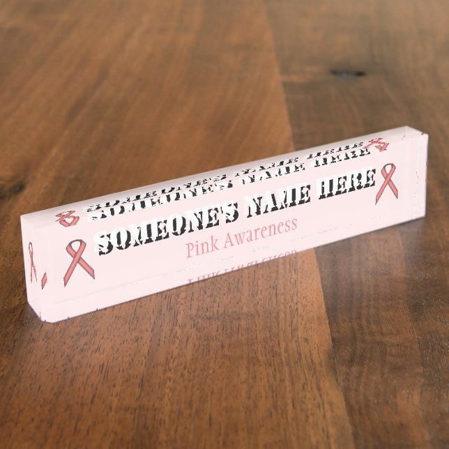 Pink Standard Ribbon von Kenneth Yoncich Namensplakette (Seite)