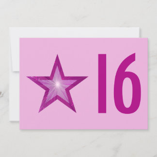 Pink Star '16' Einladung zum Geburtstag pink