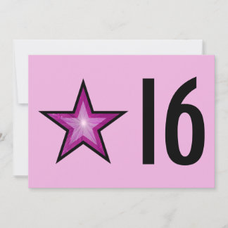 Pink Star "16" Geburtstagsfeier Einladung pink sch