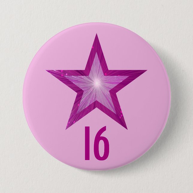 Pink Star '16' Taste blassrosa Button (Vorderseite)