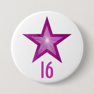 Pink Star '16' Taste weiß Button