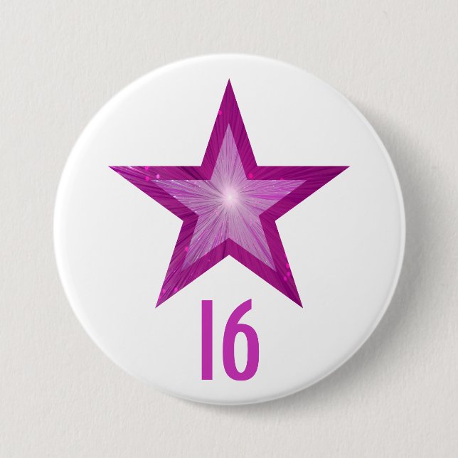 Pink Star '16' Taste weiß Button (Vorderseite)