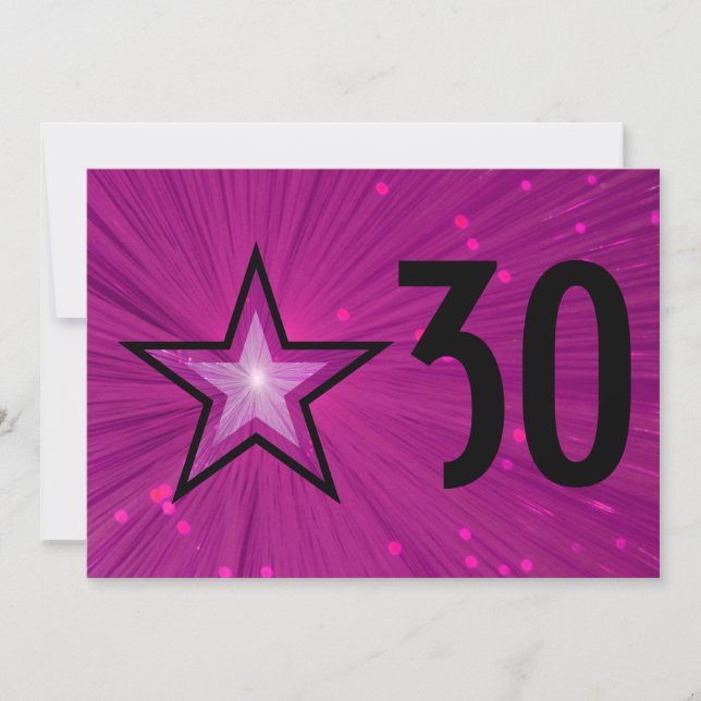 Pink Star "Age" Geburtstag Einladung schwarz hinte (Vorderseite)