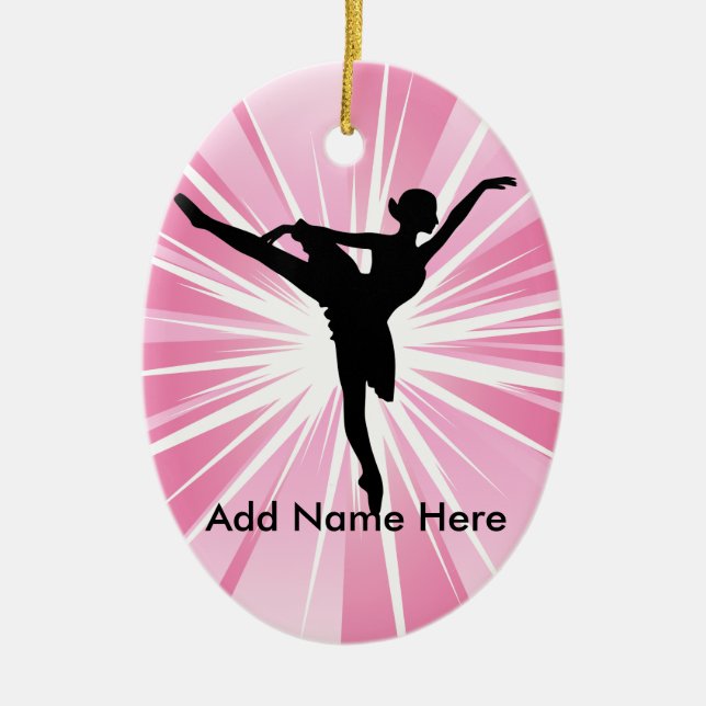 Pink Star Ballerina B Name personalisierbare Ornam Keramikornament (Vorne)