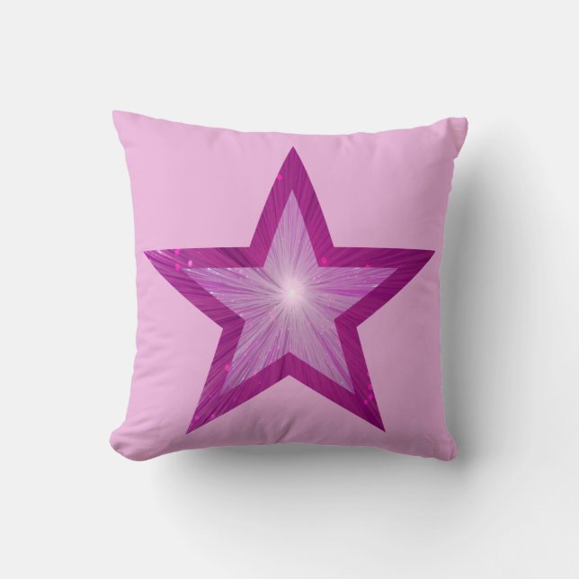 Pink Star bedrucktes Kissen in hellrosa (Vorderseite)