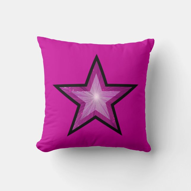 Pink Star Black 'Text' Wurfkissen Rosa Kissen (Vorderseite)