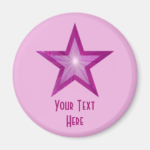 Pink Star "Dein Text" Kühlschrankmagnet hellrosa
