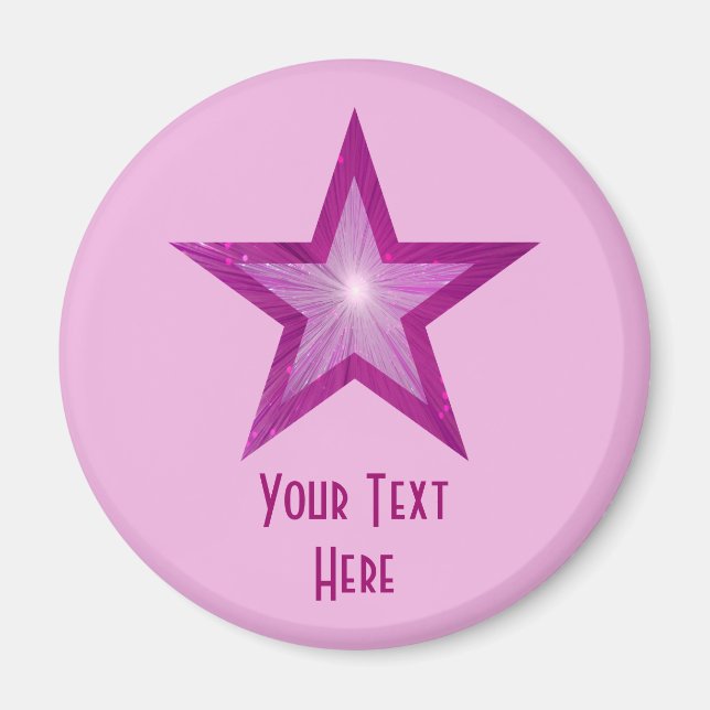 Pink Star "Dein Text" Kühlschrankmagnet hellrosa (Vorne)