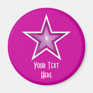 Pink Star "Dein Text" Kühlschrankmagnet pink