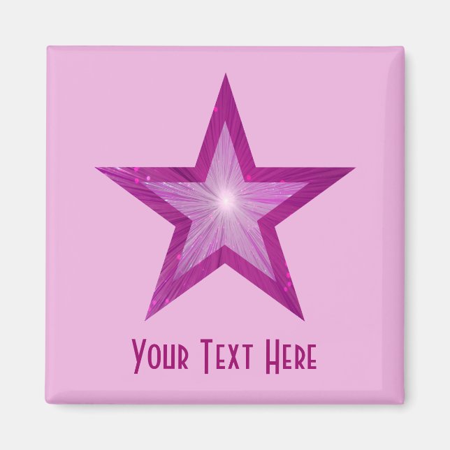 Pink Star "Dein Text"-Magnet in hellrosa Farbe Magnet (Vorne)