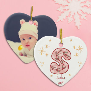 Pink Star Golden Accent Pattern Keramik Ornament