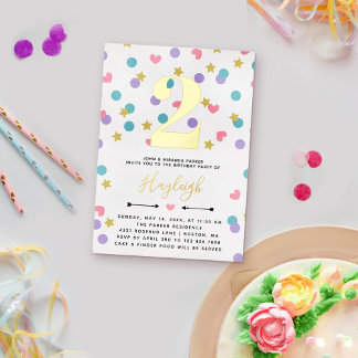 Pink Star Heart Dot Confetti Kleinkind Kind Kind G Folieneinladung