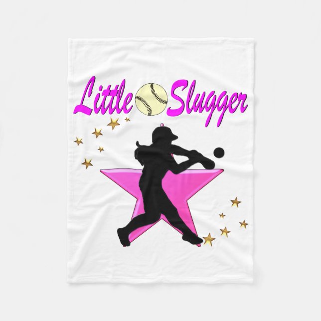 PINK STAR KLEINE SLUGGER SOFTBALL-DESIGN FLEECEDECKE (Vorderseite)