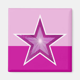 Pink Star Kühlschrankmagnet Quadrat zwei Töne pink
