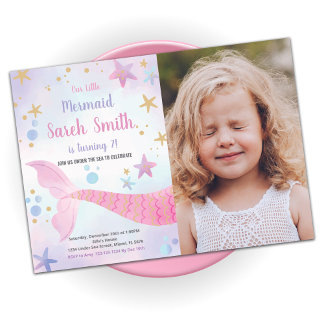 Pink Star Mermaid Schwanz Geburtstag Einladungen F