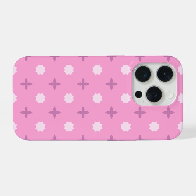 Pink Star Petal Dot Pattern iPhone 15 Pro Hülle (Rückseite (Horizontal))