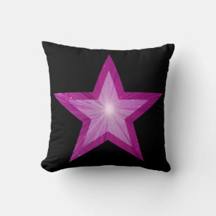Pink Star Schwarzer Wurf Kissen schwarz Rücken