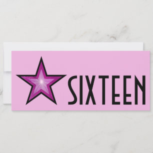 Pink Star "SIXTEEN", pinkfarben, schwarz, lang Einladung