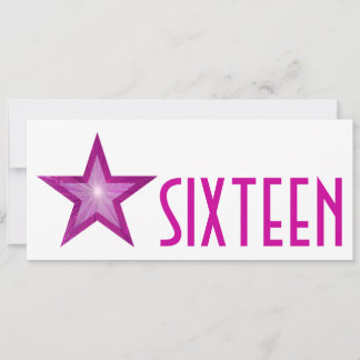 Pink Star "SIXTEEN" weiß lang Einladung