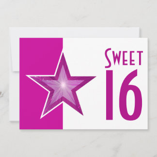 Pink Star "Sweet 16" pink weiß Einladung