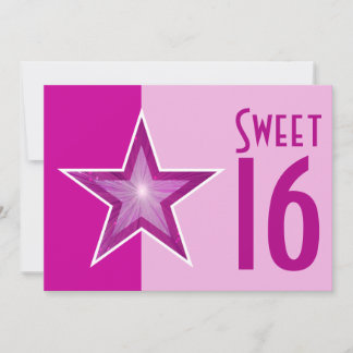 Pink Star "Sweet 16" zwei Töne pink Einladung