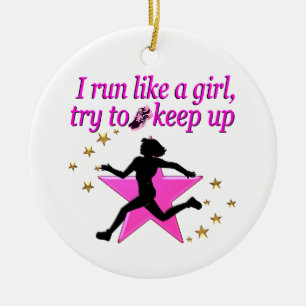 PINK STAR TRACK AND FELD CHAMPION KERAMIK ORNAMENT